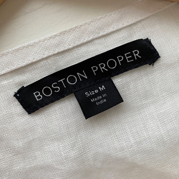 Boston Proper Embroidery Floral Bell Sleeve Linen Blouse White Orange Medium - Picture 8 of 16